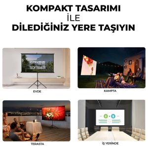 Ayaklı Taşınabilir Projeksiyon Perdesi 220cmx125cm 100inç